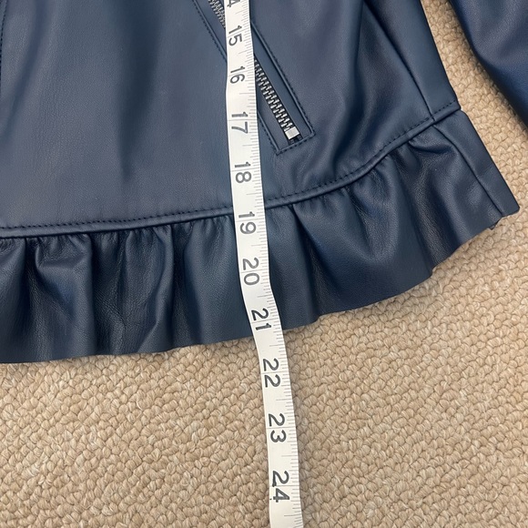 Blue vegan leather jacket with zipper petite medium - Picture 6 of 6